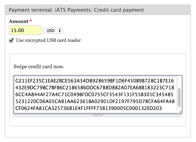 Adding a payment with an encrypted USB card reader