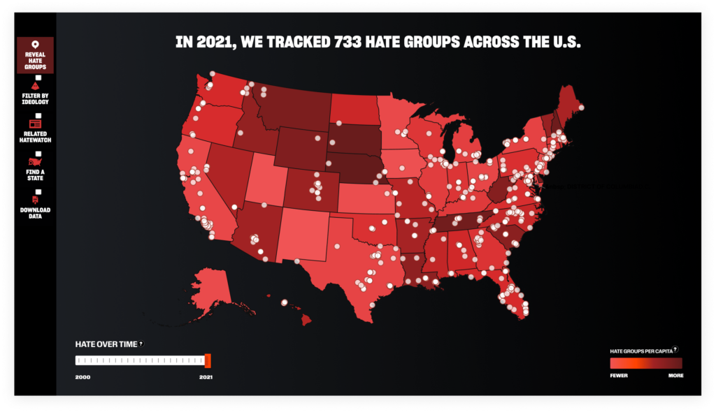 Website Design for Southern Poverty Law Center, Hate Map