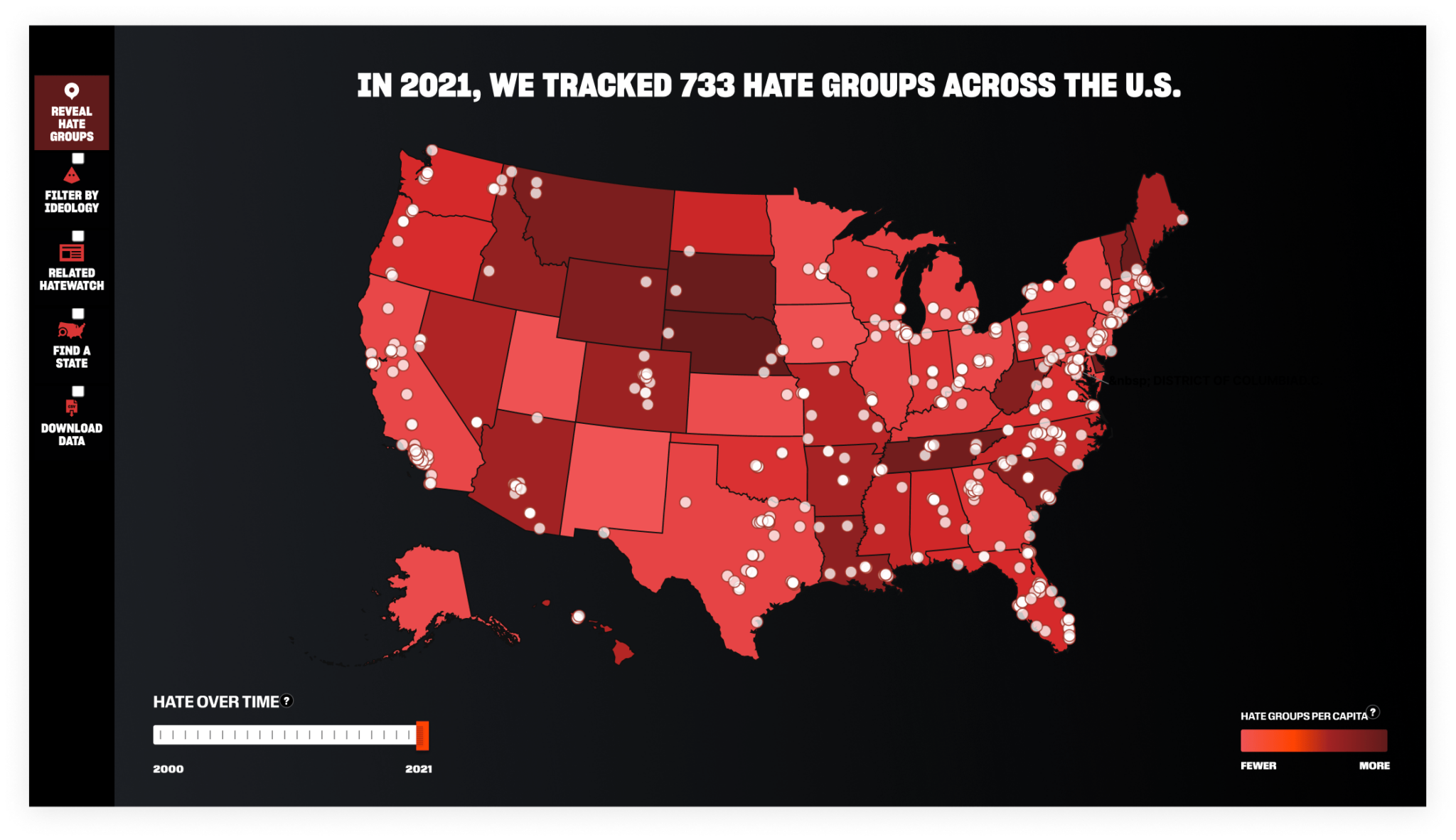 Website Design For Southern Poverty Law Center, Hate Map