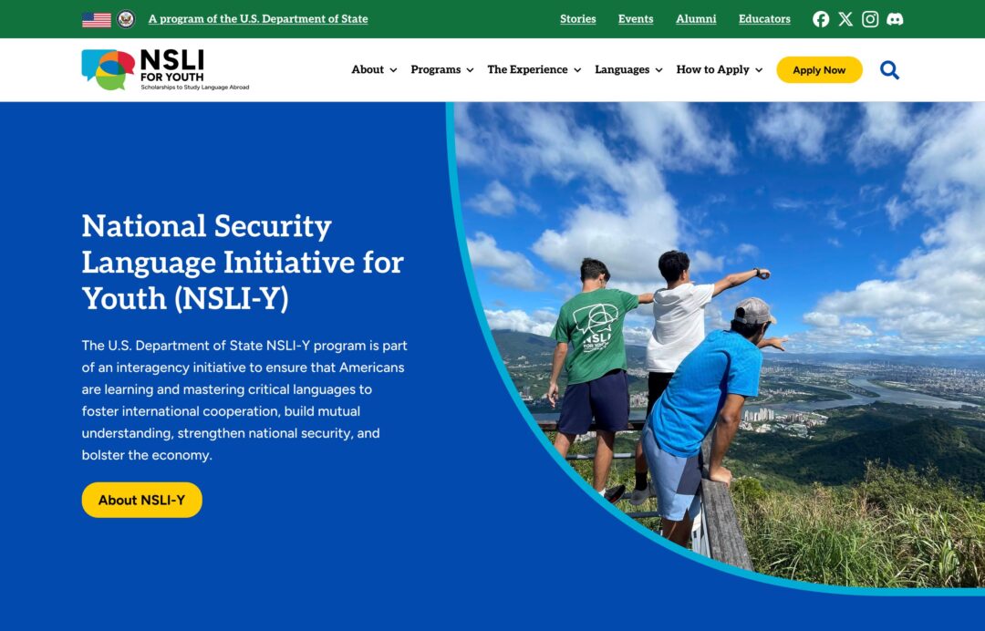 NSLIY homepage, desktop view.